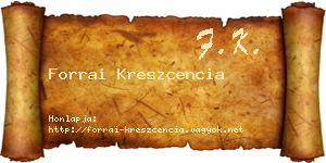 Forrai Kreszcencia névjegykártya